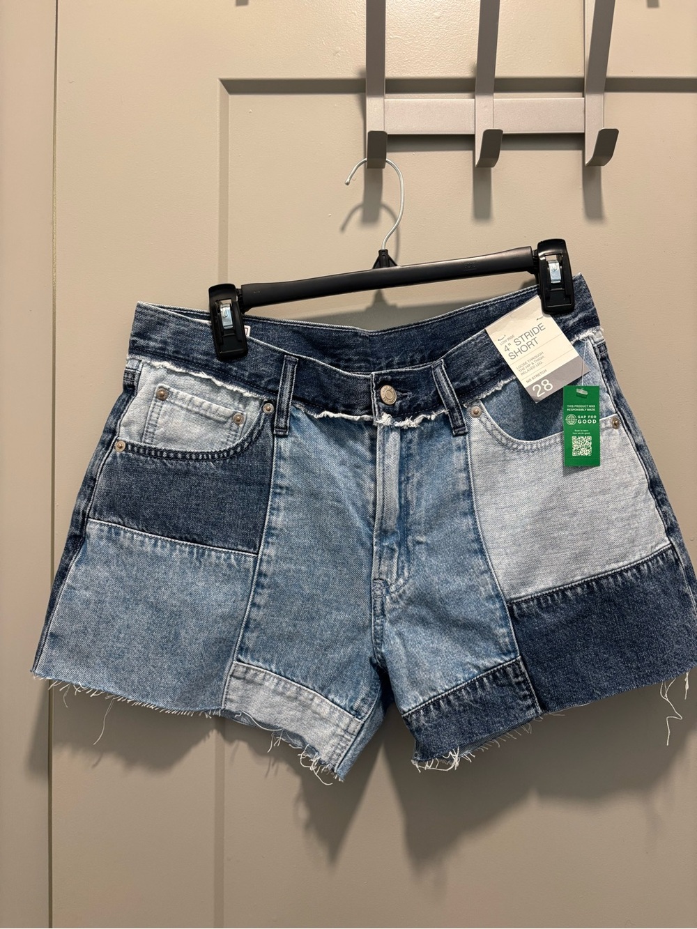 GAP Patchwork Denim Shorts in Multi Blue Washes